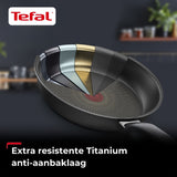 Tefal Hard Titanium Pro Pannenset - Koekenpannen - Ø24/28cm - Inductie - Zwart