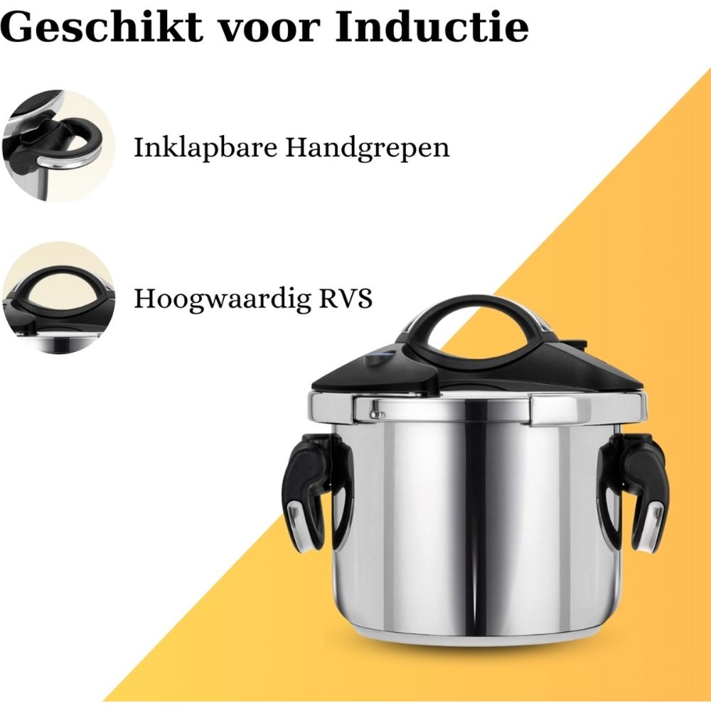 Smile Multifunctionele Snelkookpan 6 Liter - Pressure Cooker - Inductie - RVS