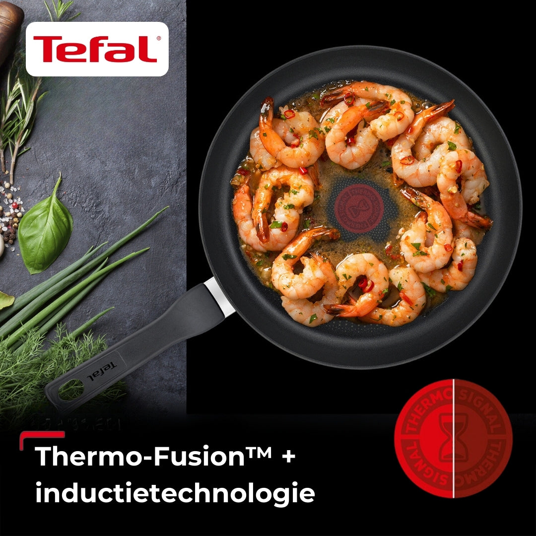 Tefal Hard Titanium Pro Pannenset - Koekenpannen - Ø24/28cm - Inductie - Zwart