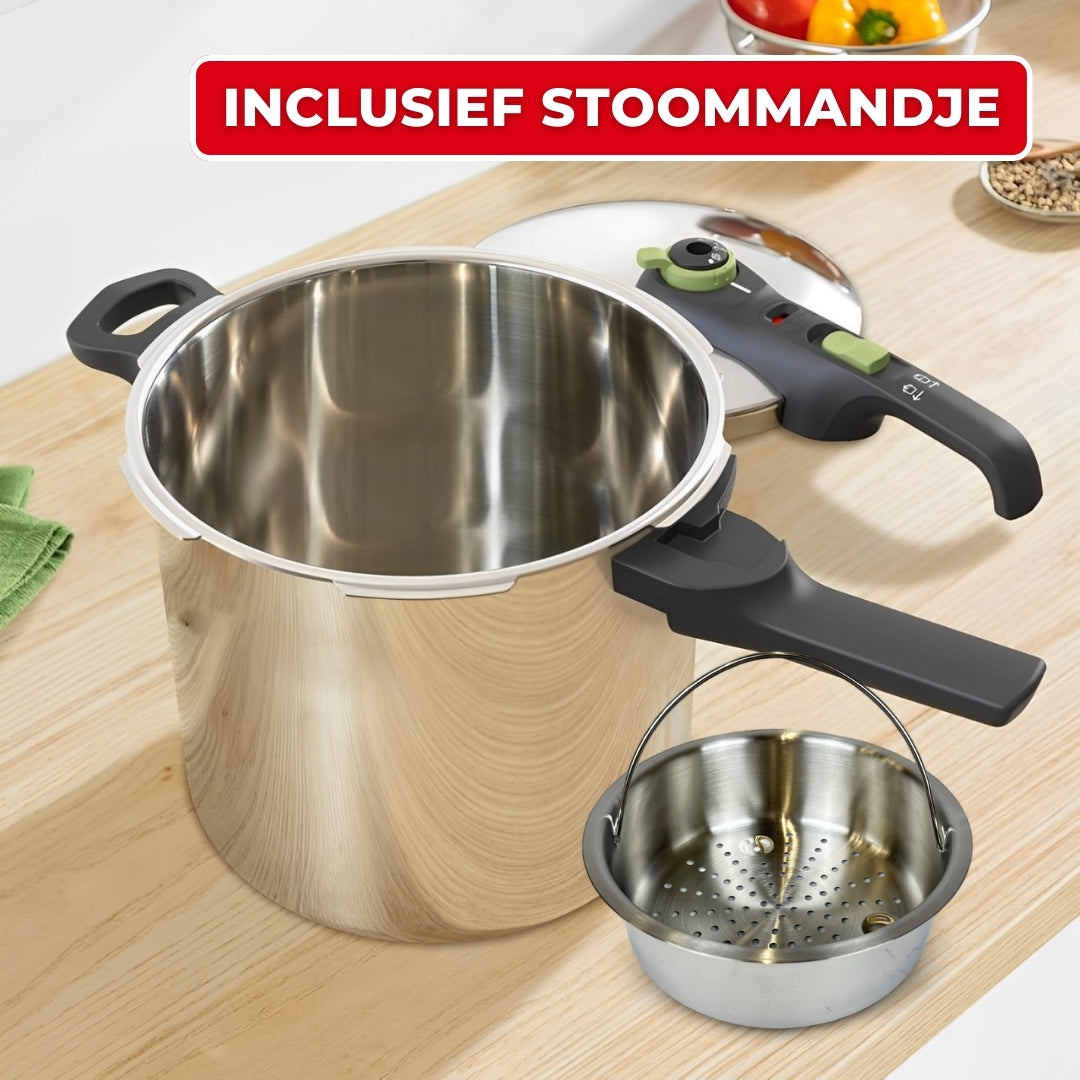 Tefal Secure 5 Trendy Snelkookpan met Stoommandje - 8 liter - Pressure Cooker - Inductie - RVS