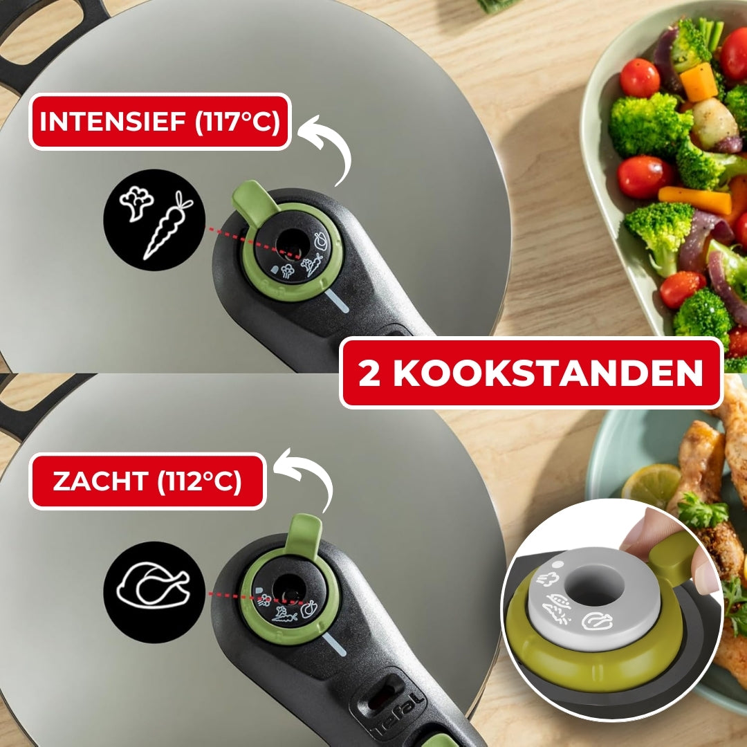 Tefal Secure 5 Trendy Snelkookpan met Stoommandje - 8 liter - Pressure Cooker - Inductie - RVS