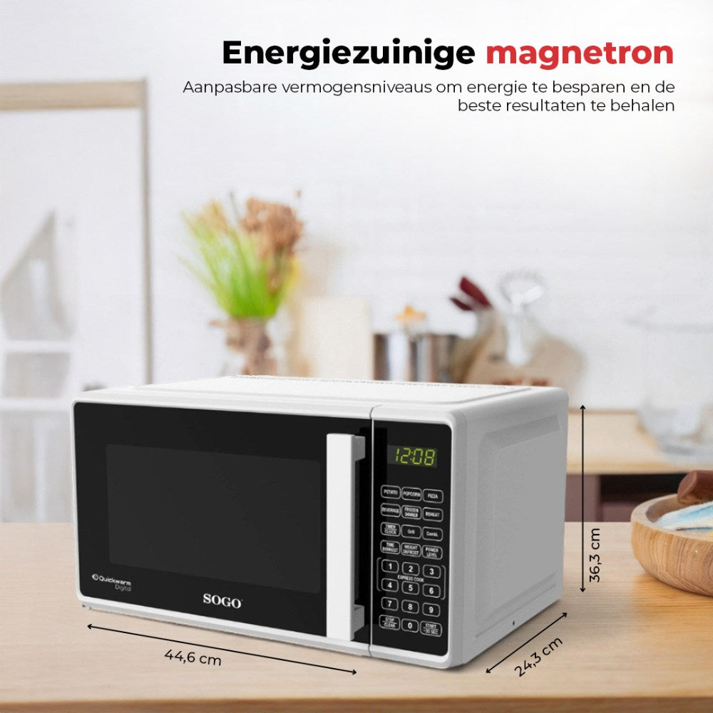 SOGO Vrijstaande Combi Magnetron - 20L - 11 Vermogensstanden - Timer - Wit