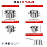 Smile 10-delige Pannenset - Kookpannen met Schenktuiten - Inductie - RVS