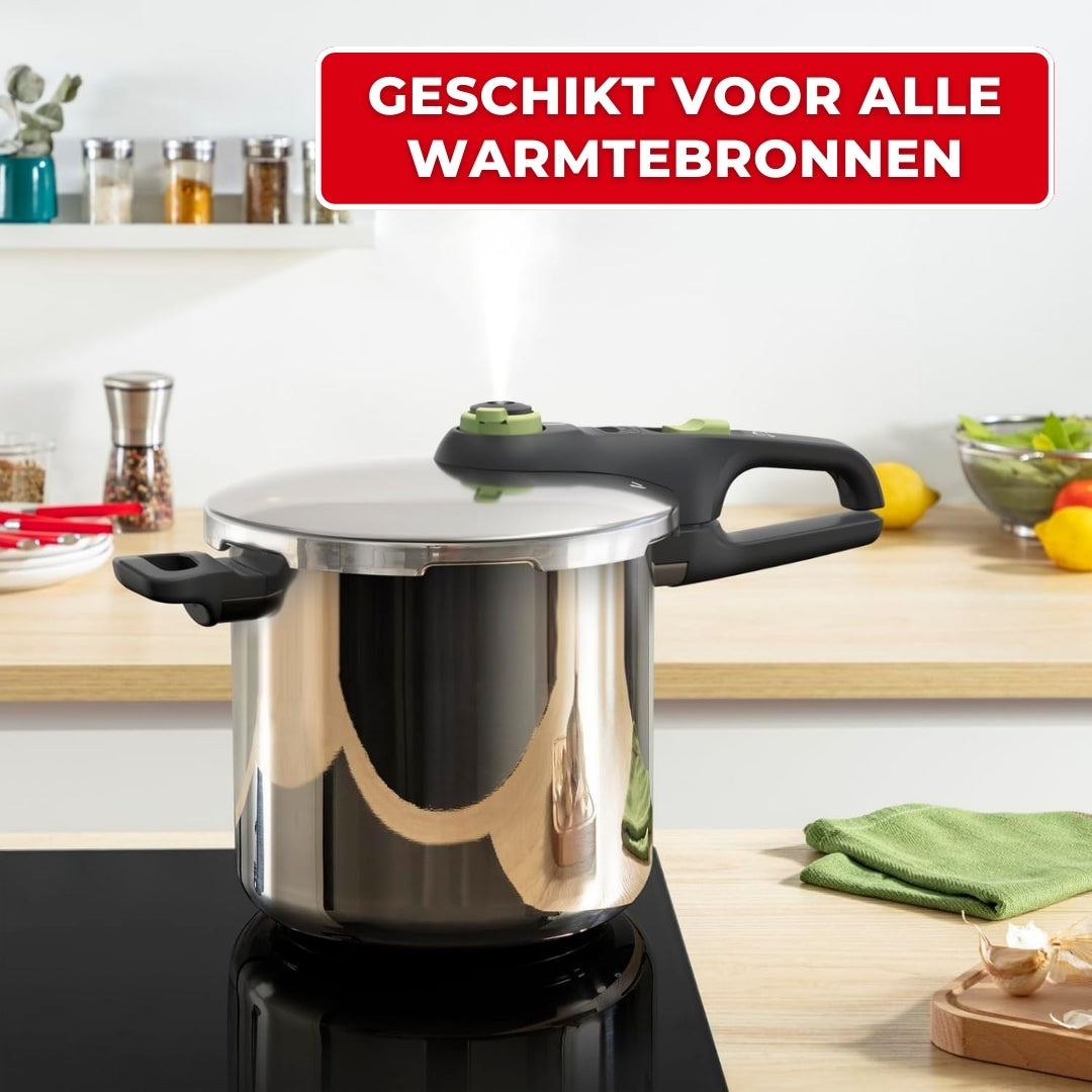 Tefal Secure 5 Trendy Snelkookpan met Stoommandje - 8 liter - Pressure Cooker - Inductie - RVS