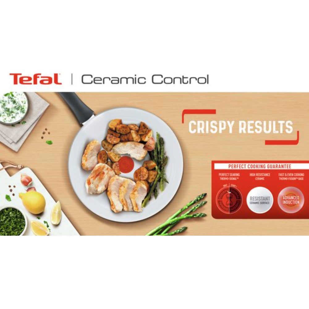 Tefal Ceramic Control Koekenpan - Aluminium - Inductie - Wit