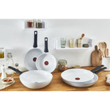 Tefal Ceramic Control Pannenset - Koekenpannen Ø24/28cm + Wokpan Ø28cm - Inductie - Aluminium - Wit