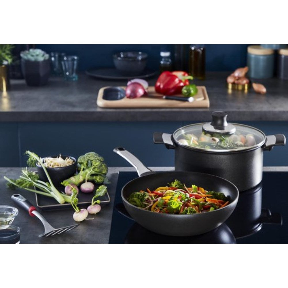 Tefal Excellence Pannenset - Koekenpannen Ø20/24/28cm + Wokpan Ø28cm - Inductie - Aluminium - Zwart