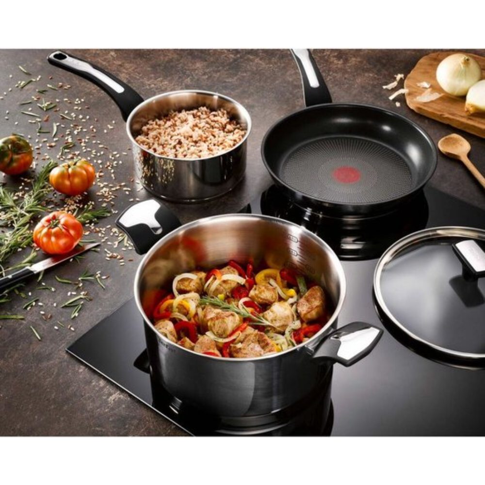 Tefal Emotion Pannenset - Koekenpannen Ø20/24/28cm + Wokpan Ø28cm - RVS - Inductie