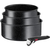 Tefal Ingenio Black Stone Pannenset 4-delig - Ø16/18/20cm + Handvat - Inductie