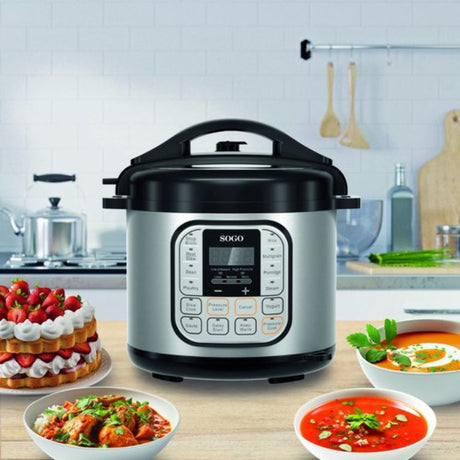 SOGO Multicooker - 12 Kookfuncties - 6 Liter - Rijstkoker - Stoomkoker - Zilver