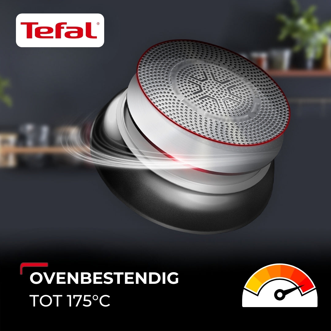 Tefal Hard Titanium Pro Pannenset - Koekenpannen - Ø24/28cm - Inductie - Zwart