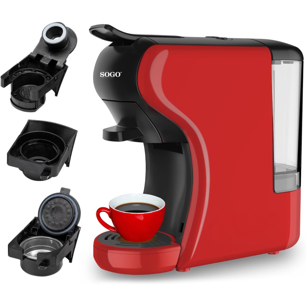 SOGO Koffiecupmachine - Koffiemachine met 3-in-1 Compatibel Ontwerp - 19 bar - 1450W