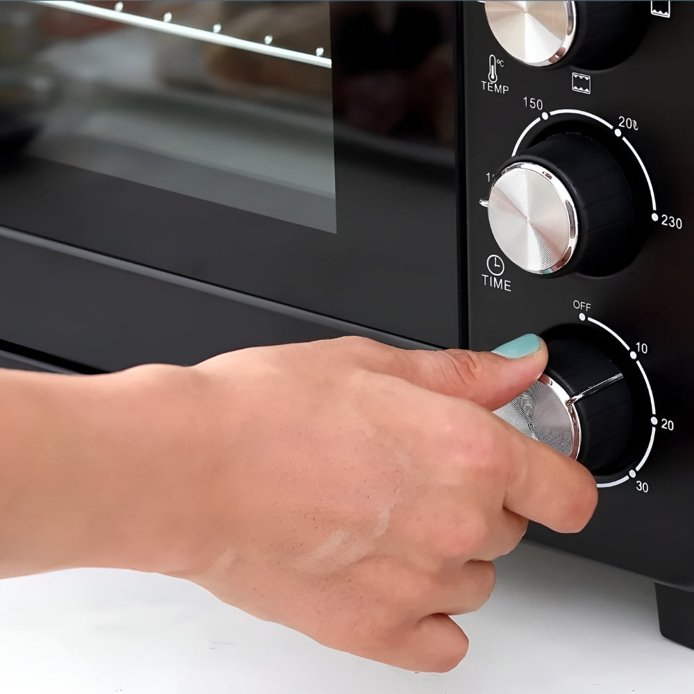 DCG Vrijstaande Oven XXL - 80 liter - 2800 Watt - Hetelucht - Met Bakplaat en Grillplaat - tot 230°C - Timer - Zwart