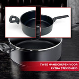 Tefal Hard Titanium Pro Hapjespan met Deksel - Ø28cm - Inductie - Aluminium - Zwart