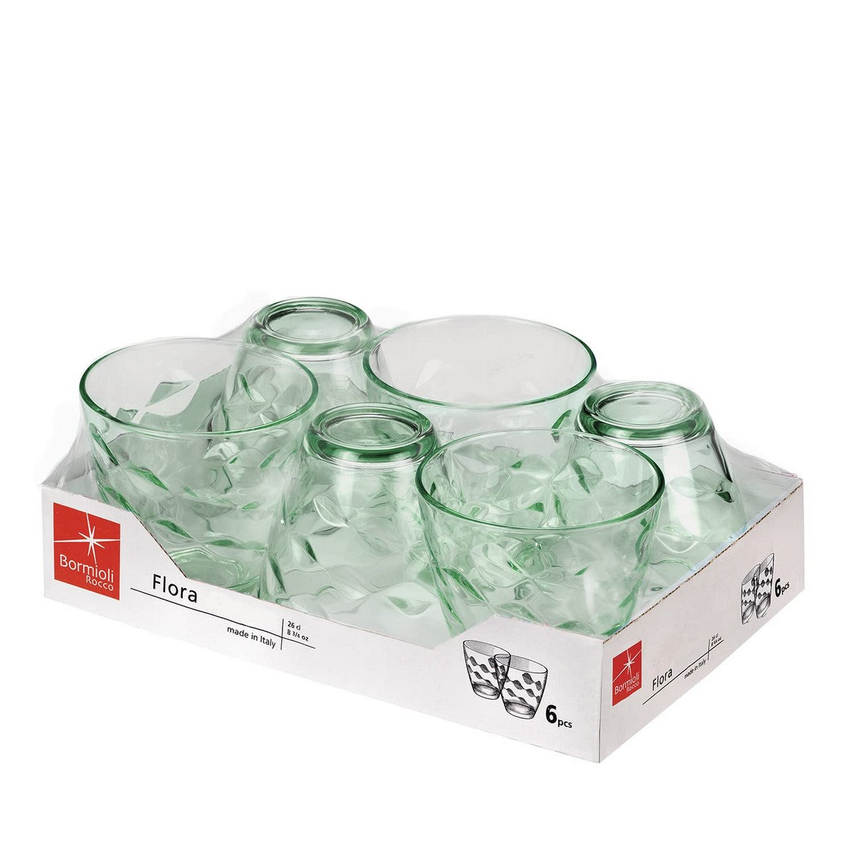 Verres à Eau Bormioli Rocco Flora - Bleu - 260 ml - 6 Pièces