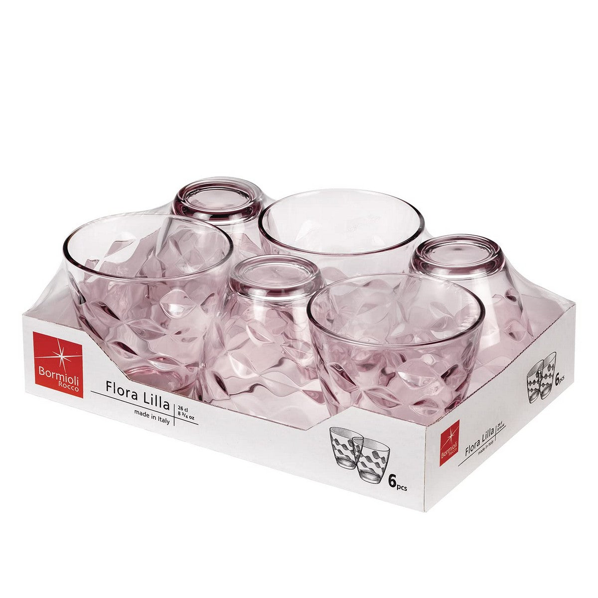 Verres à Eau Bormioli Rocco Flora - Bleu - 260 ml - 6 Pièces