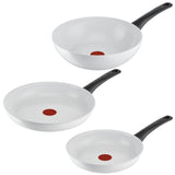 Tefal Ceramic Control Pannenset - Koekenpannen Ø24/28cm + Wokpan Ø28cm - Inductie - Aluminium - Wit