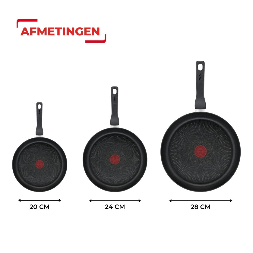 Tefal Hard Titanium Pro Pannenset - Koekenpannen - Ø20/24/28cm - Inductie - Zwart