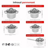 Smile 10-delige Pannenset - Kookpannen en Steelpan - Inductie - RVS