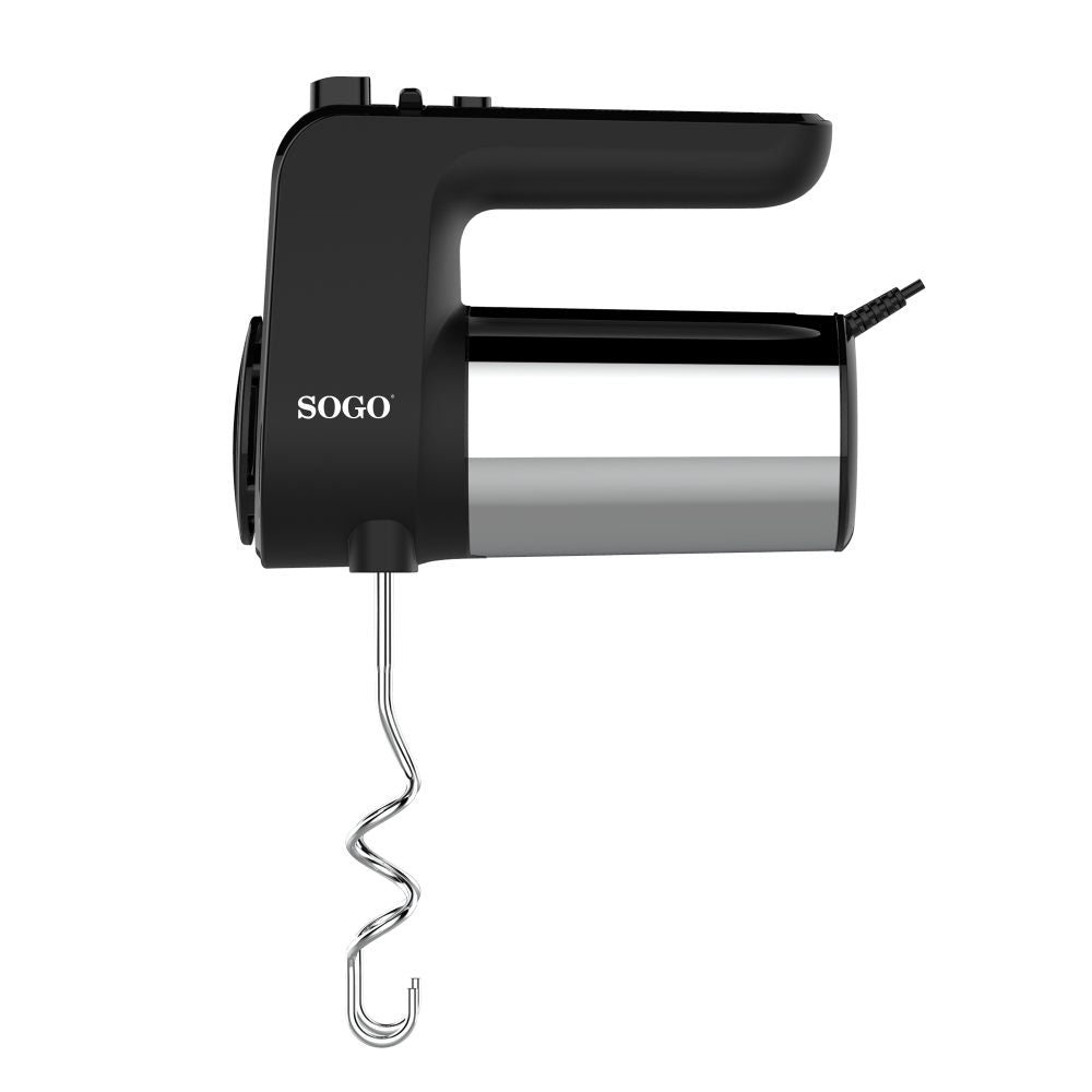 SOGO Handmixer met RVS Deeghaken en Gardes - 6 Snelheden en Turbofunctie - 400W - Zwart