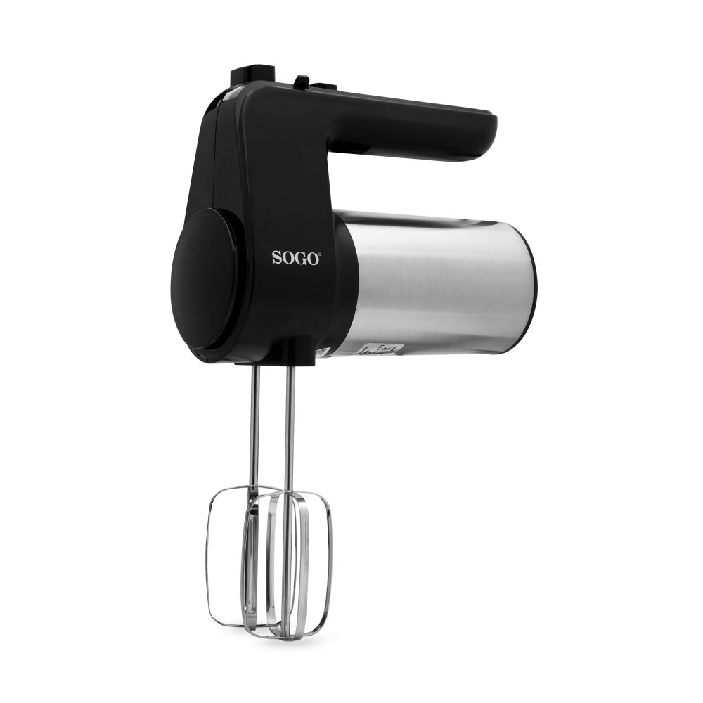 SOGO Handmixer met RVS Deeghaken en Gardes - 6 Snelheden en Turbofunctie - 400W - Zwart