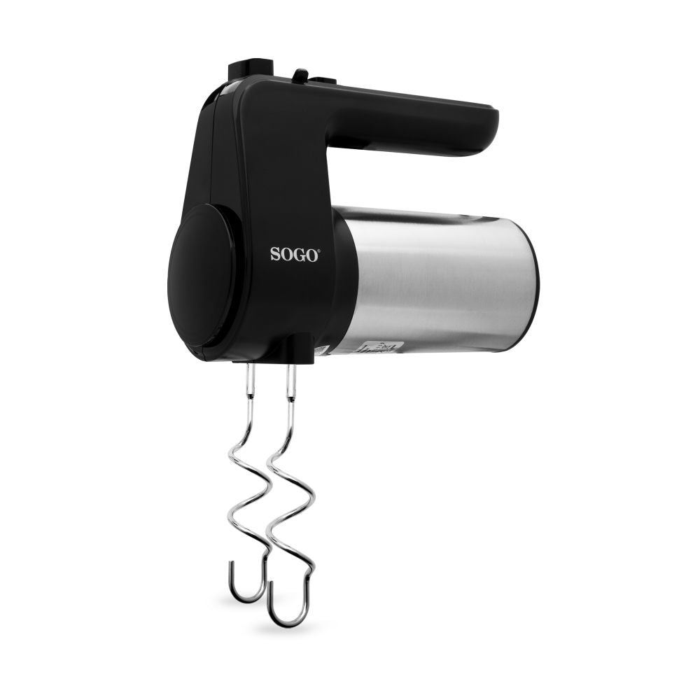 SOGO Handmixer met RVS Deeghaken en Gardes - 6 Snelheden en Turbofunctie - 400W - Zwart