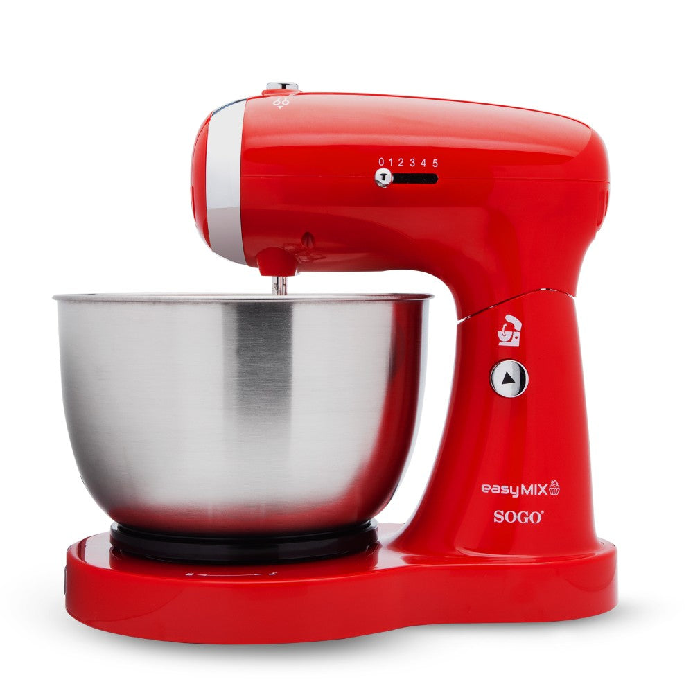 SOGO Keukenmachine - Keukenmixer met RVS Mengkom (3.2L) - Retro Design - Rood