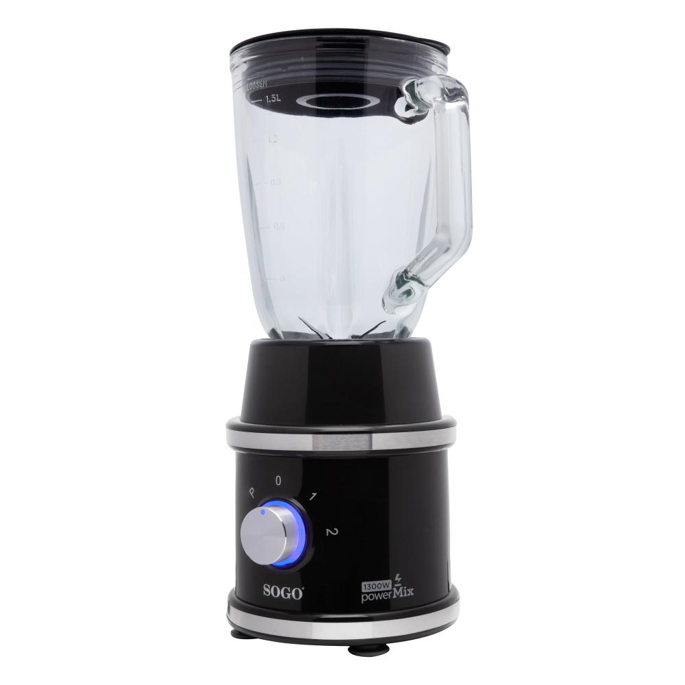 SOGO Blender en Hakmolen - Smoothie Maker - RVS messen - 1.5 Liter - 1300W - Zwart