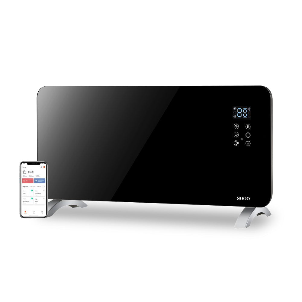 SOGO Elektrische kachel met 2 Warmtestanden - 24-uurs Timer - WIFI - 1500W - Zwart