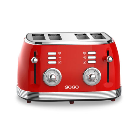 SOGO Retro Broodrooster - Ontdooifunctie - 6 Warmteniveaus - 4 Sneden - 1550W