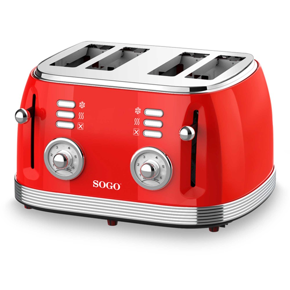 SOGO Retro Broodrooster - Ontdooifunctie - 6 Warmteniveaus - 4 Sneden - 1550W