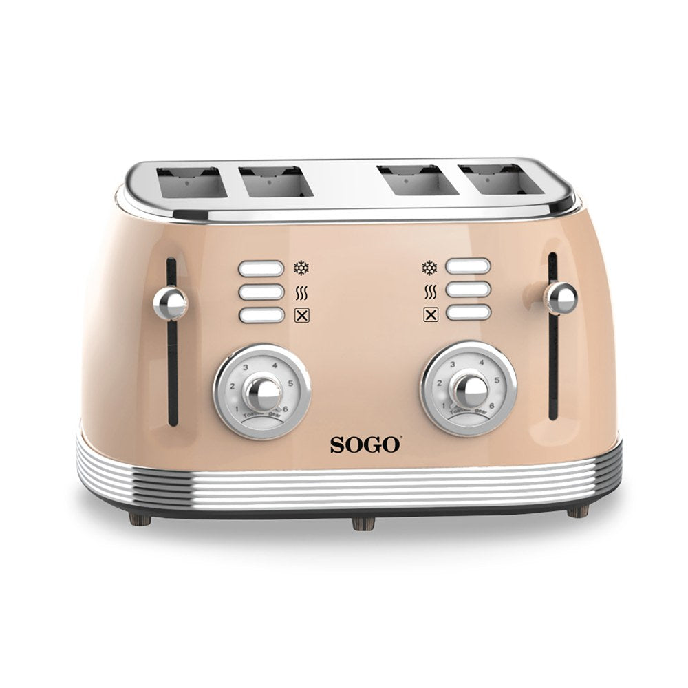 SOGO Retro Broodrooster - Ontdooifunctie - 6 Warmteniveaus - 4 Sneden - 1550W