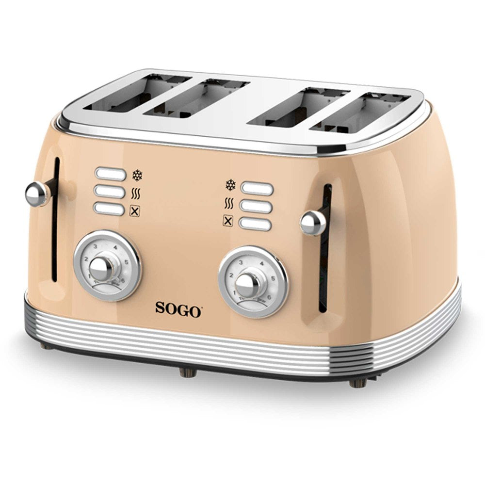 SOGO Retro Broodrooster - Ontdooifunctie - 6 Warmteniveaus - 4 Sneden - 1550W