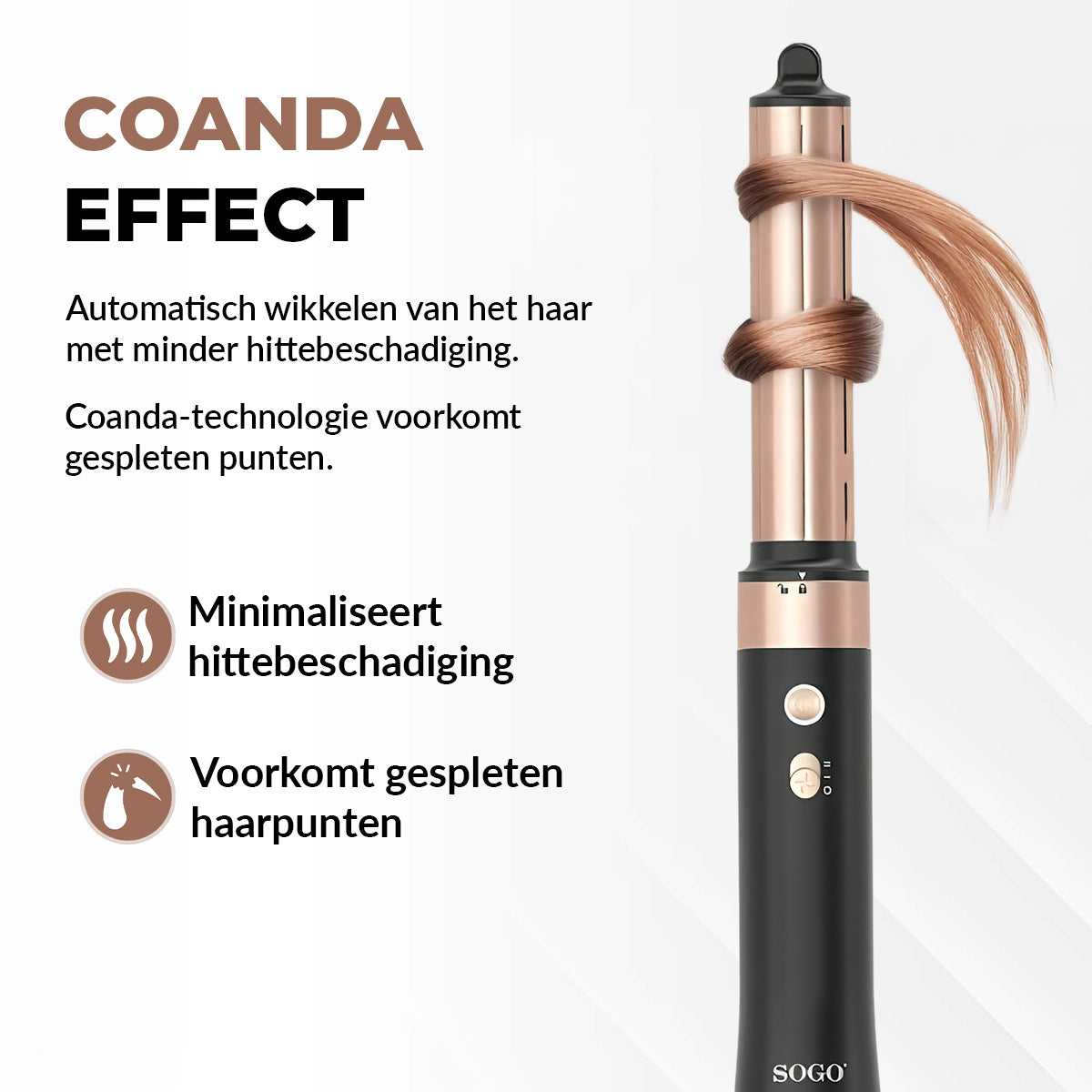 SOGO Airstyler - Multistyler - Föhnborstel - Krultang - 6-in-1 Stylingtool - Temperatuurinstellingen - Ionic-functie - 1400W - Zwart/Goud