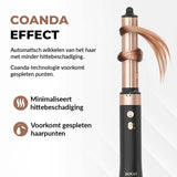 SOGO Airstyler - Multistyler - Föhnborstel - Krultang - 6-in-1 Stylingtool - Temperatuurinstellingen - Ionic-functie - 1400W - Zwart/Goud