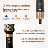 SOGO Airstyler - Multistyler - Föhnborstel - Krultang - 6-in-1 Stylingtool - Temperatuurinstellingen - Ionic-functie - 1400W - Zwart/Goud