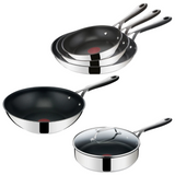 Tefal Jamie Oliver Pannenset - Koekenpannen Ø20/24/28cm + Wokpan Ø28cm + Hapjespan Ø25cm - RVS - Inductie