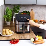 MPM Airfryer met App - 6 liter - Heteluchtfriteuse met Venster en Verlichting - Zwart/Zilver