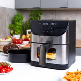 MPM Airfryer met App - 6 liter - Heteluchtfriteuse met Venster en Verlichting - Zwart/Zilver