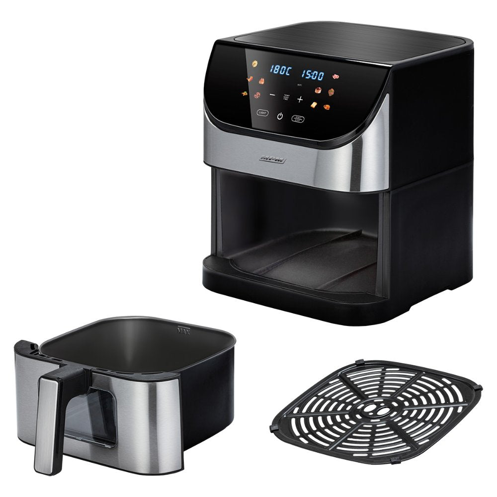 MPM Airfryer met App - 6 liter - Heteluchtfriteuse met Venster en Verlichting - Zwart/Zilver