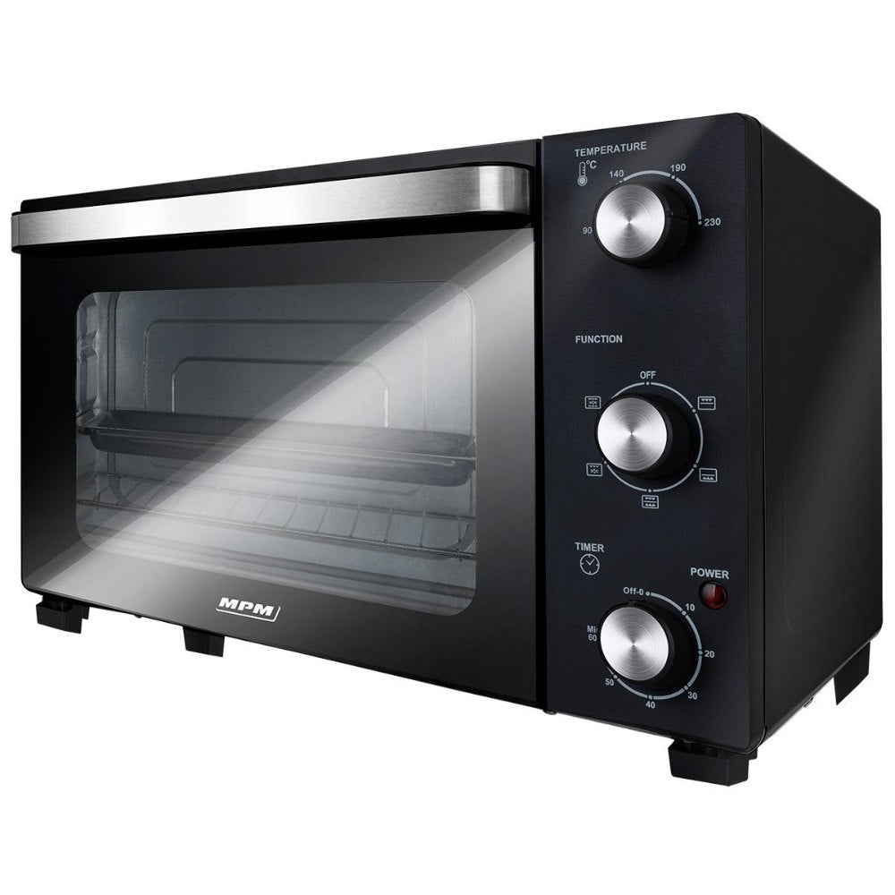 MPM Vrijstaande Elektrische Oven 28 Liter - Hete Lucht - Timer - 230°C - 1500W - Zwart