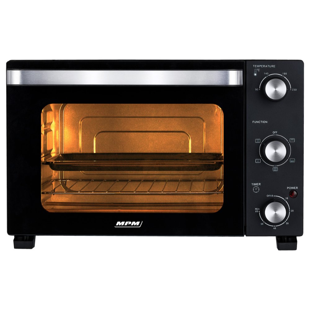 MPM Vrijstaande Elektrische Oven 28 Liter - Hete Lucht - Timer - 230°C - 1500W - Zwart