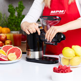 MPM Slowjuicer met Pulpreservoir - Groenten en Fruitpers - BPA-vrij - 450W - Zwart