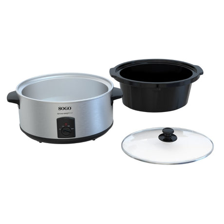 SOGO Slowcooker Geschikt voor 8 Personen - 5.5 Liter - 3 Kookfuncties - 260W - RVS