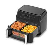 SOGO Dubbele Airfryer XXL - 10.5 Liter - Dual Zone Technologie - LED-display - 2600W - Zwart