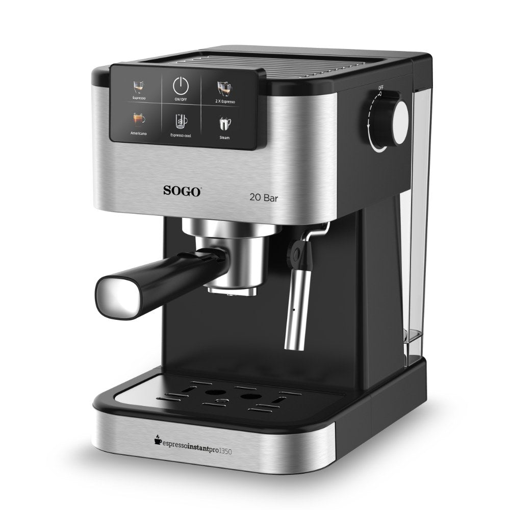 SOGO Espressomachine met Stoompijpje - 5 soorten Koffie - Digitaal Display - 20 Bar / 1350W