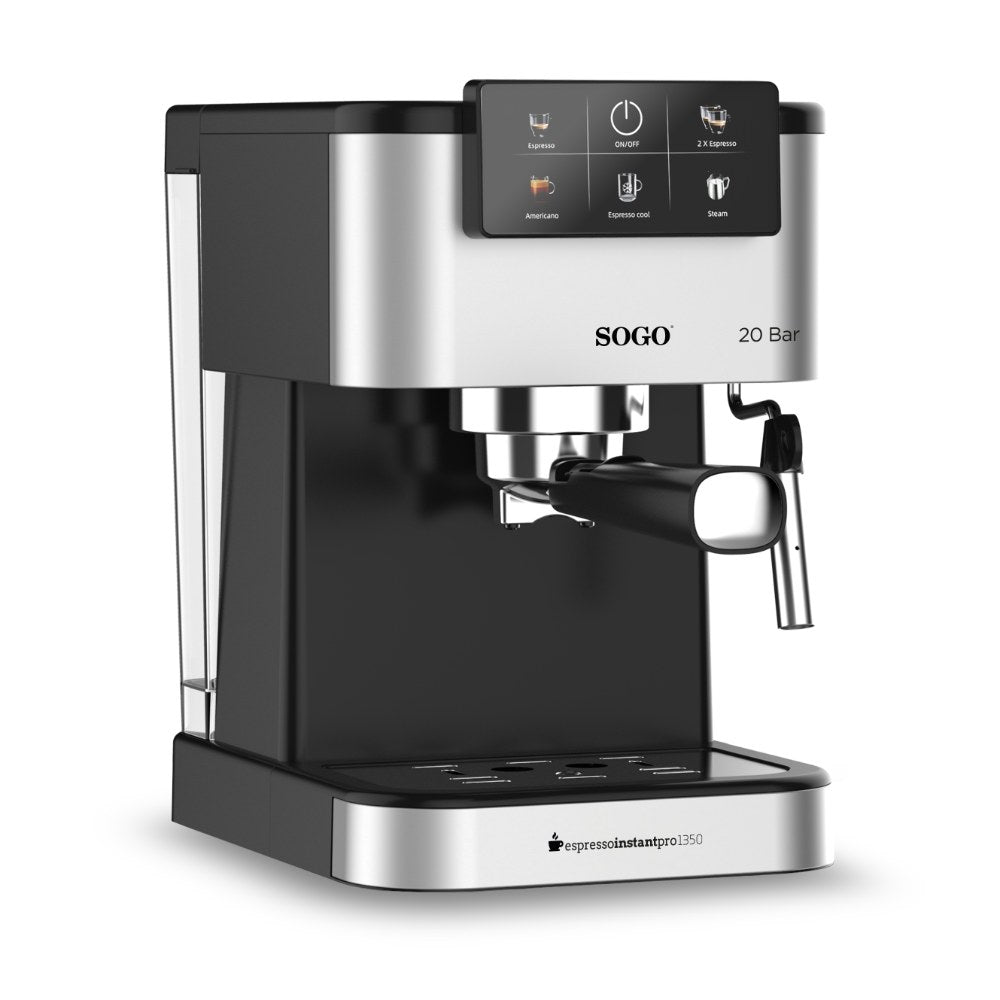 SOGO Espressomachine met Stoompijpje - 5 soorten Koffie - Digitaal Display - 20 Bar / 1350W