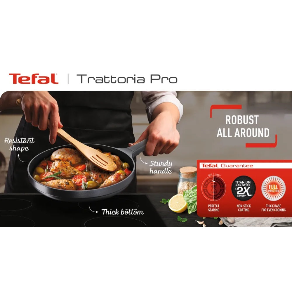 Tefal Trattoria Pro Hapjespan met Deksel - Ø28cm - Gietaluminium - Zwart Dealvolution