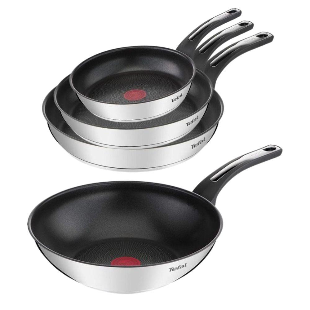 Tefal Emotion Pannenset - Koekenpannen Ø20/24/28cm + Wokpan Ø28cm - RVS - Inductie