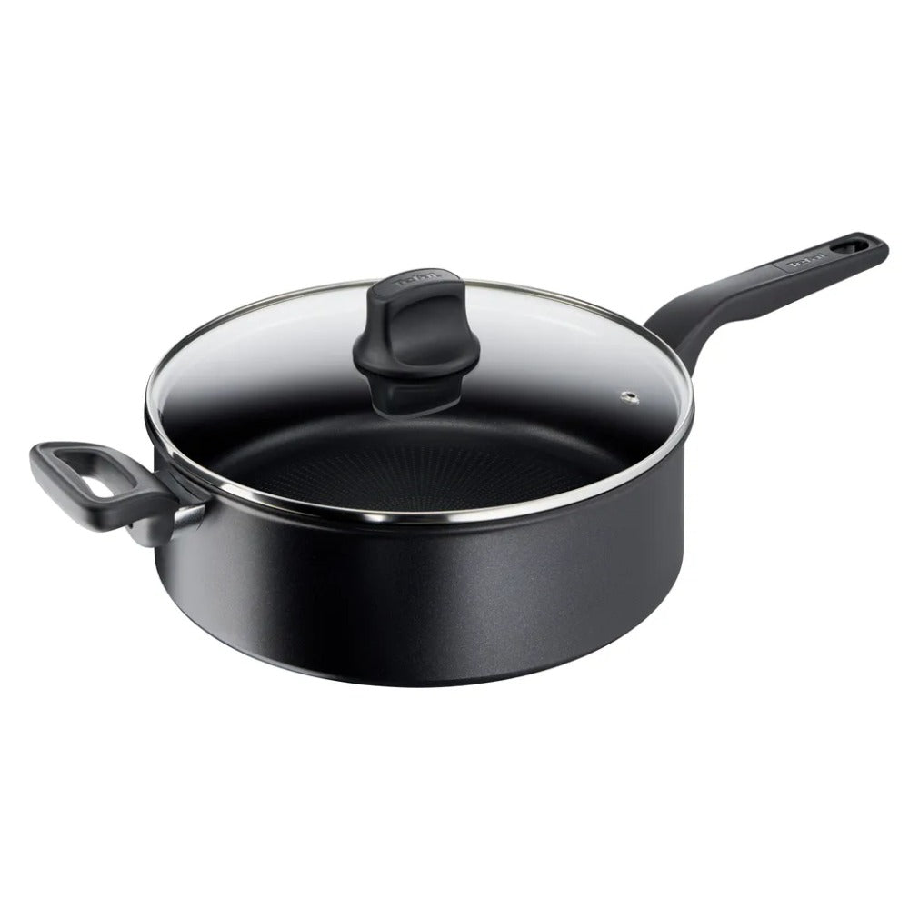 Tefal Hard Titanium Pro Hapjespan met Deksel - Ø28cm - Inductie - Aluminium - Zwart